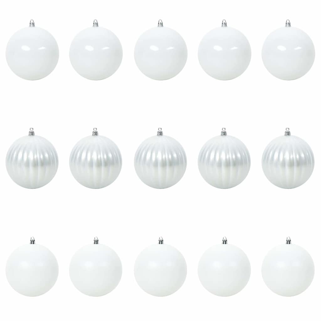 Vidaxl ensemble de boules de Noël xl 15 pcs en plastique blanc
