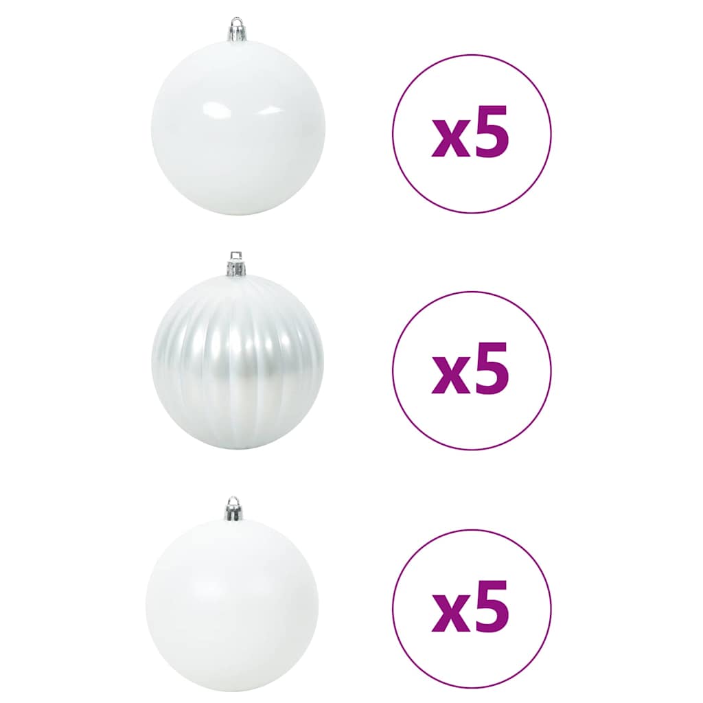 Vidaxl ensemble de boules de Noël xl 15 pcs en plastique blanc