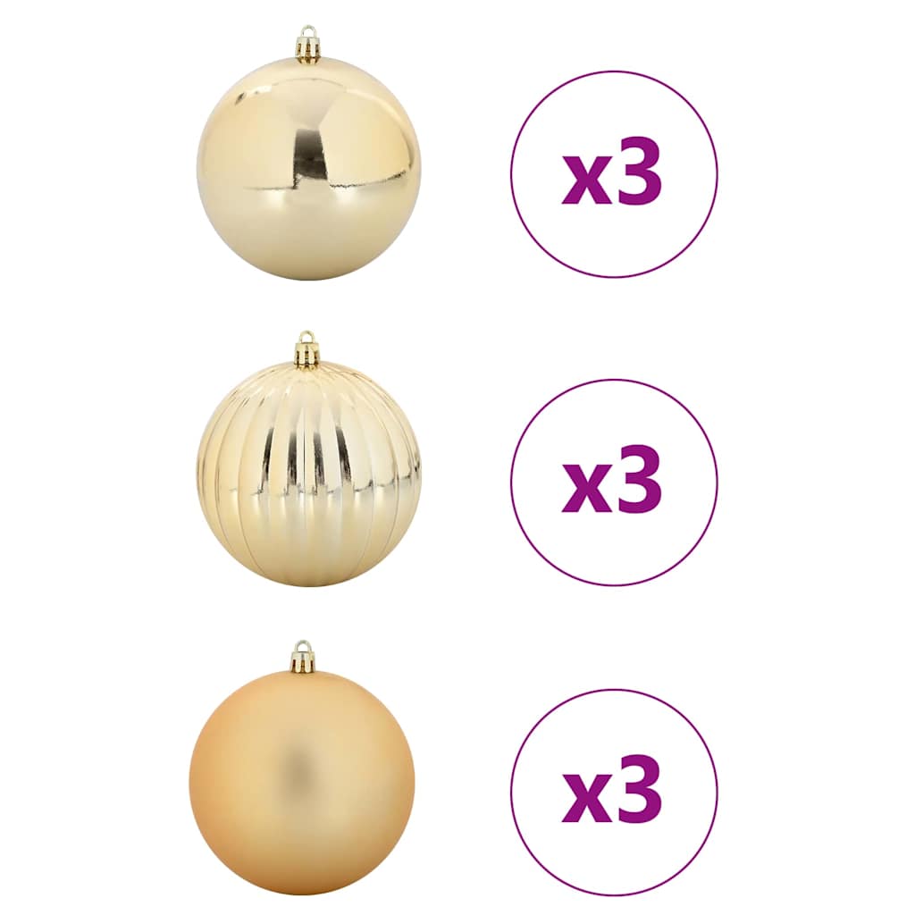 VidaXL ensemble de boules de Noël xl 9 pcs en plastique doré