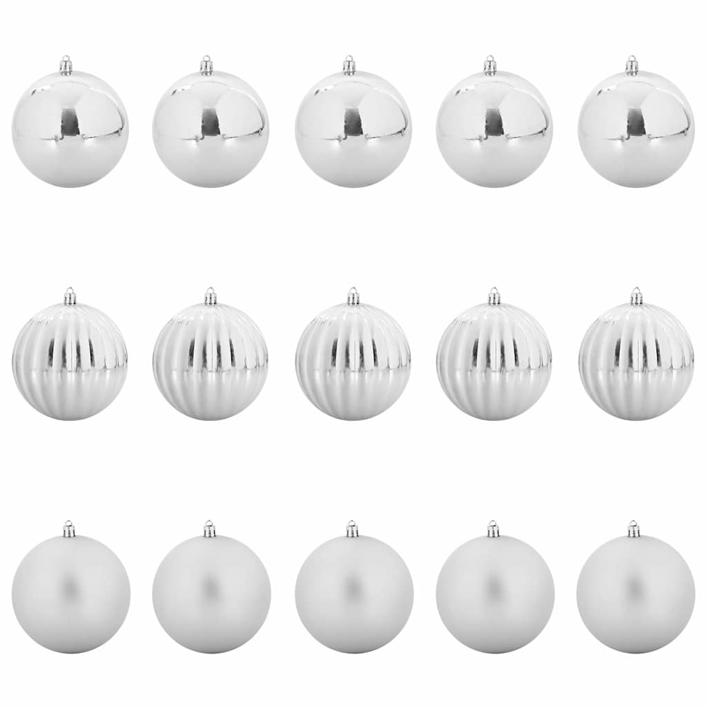 Vidaxl ensemble de boules de Noël xl 15 pcs en plastique argenté