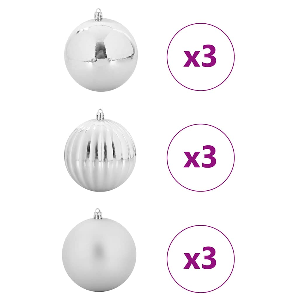 VidaXL ensemble de boules de Noël xl 9 pcs en plastique argenté
