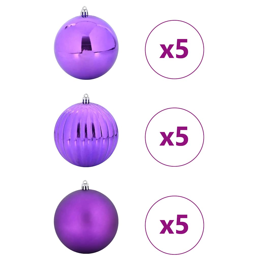 Vidaxl ensemble de boules de Noël xl 15 pcs plastique lilas