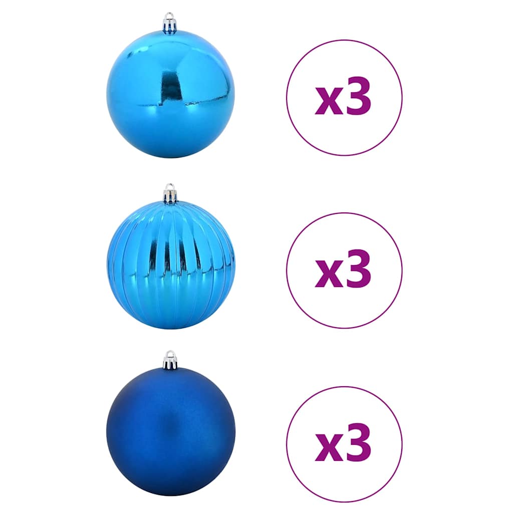 VidaXL ensemble de boules de Noël xl 9 pcs en plastique bleu