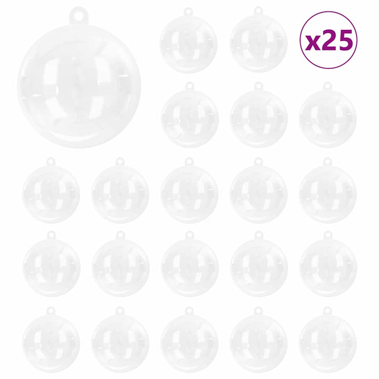 VidaXL ensemble de boules de Noël 25 pcs transparent ø 10 cm