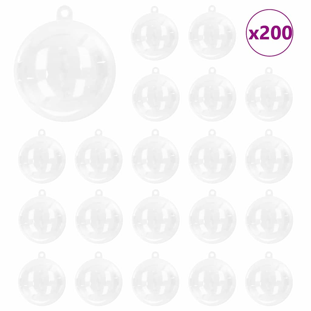 VidaXL ensemble de boules de Noël 200 pcs transparent ø 5 cm