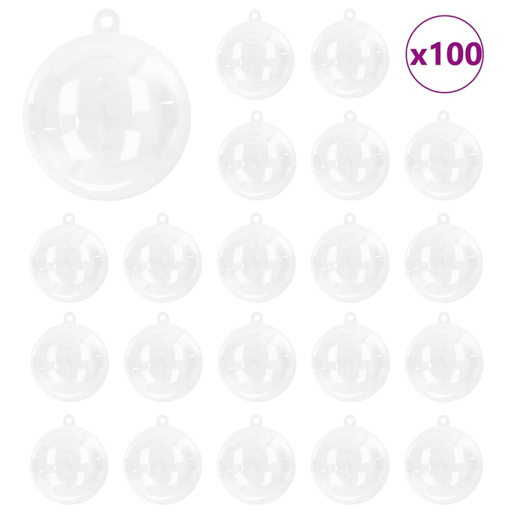 VidaXL ensemble de boules de Noël 100 pcs transparent ø 8 cm