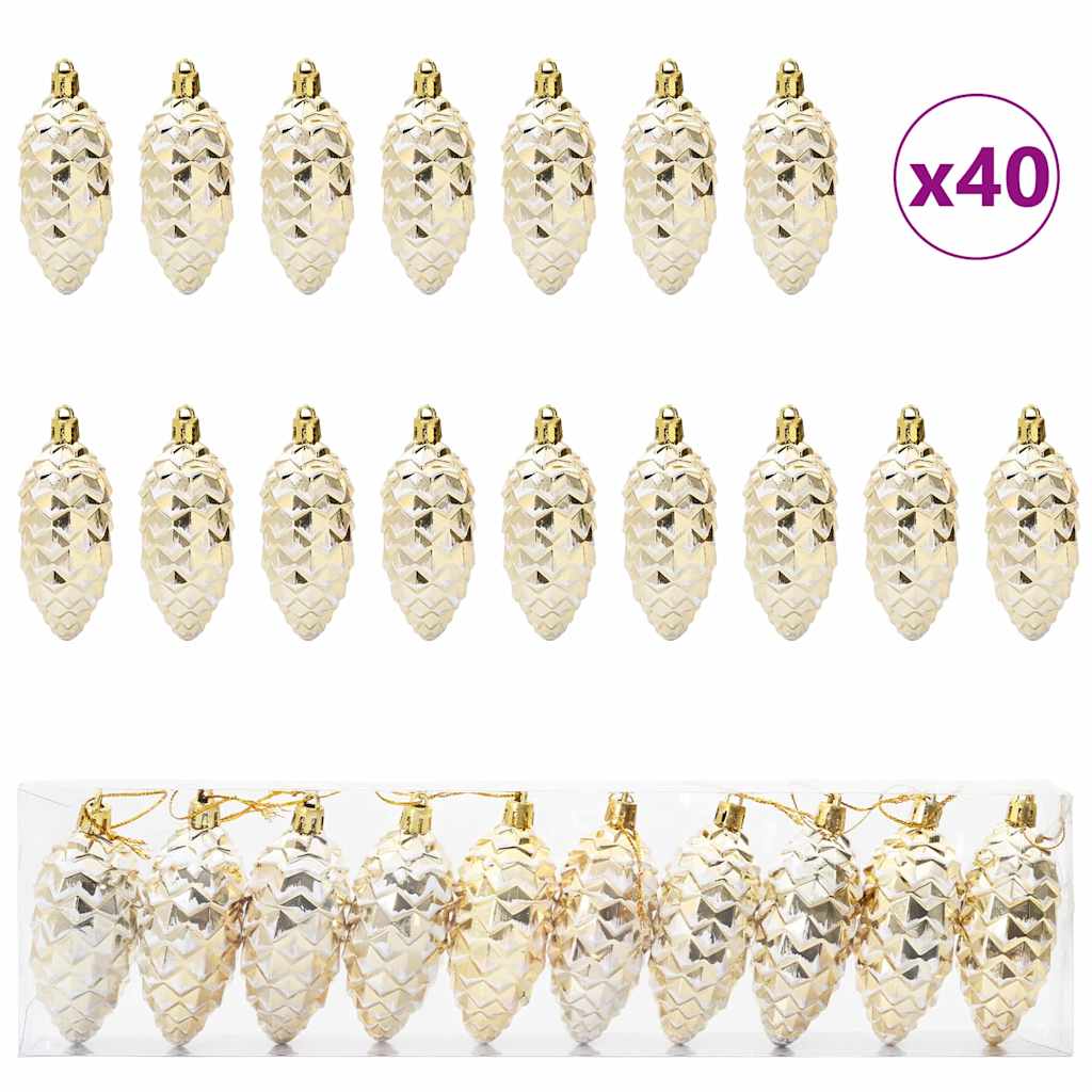 VidaXL pomme de pin de Noël 40 pcs plastique doré