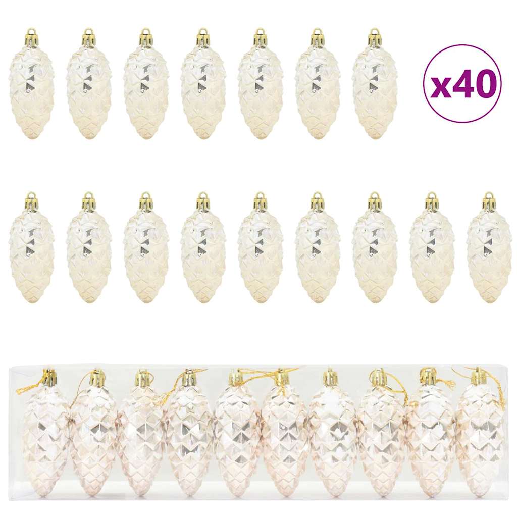 VidaXL pomme de pin de Noël 40 pcs champagne plastique
