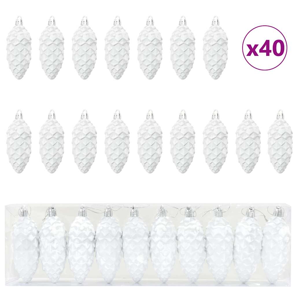 VidaXL pomme de pin de Noël 40 pcs plastique blanc