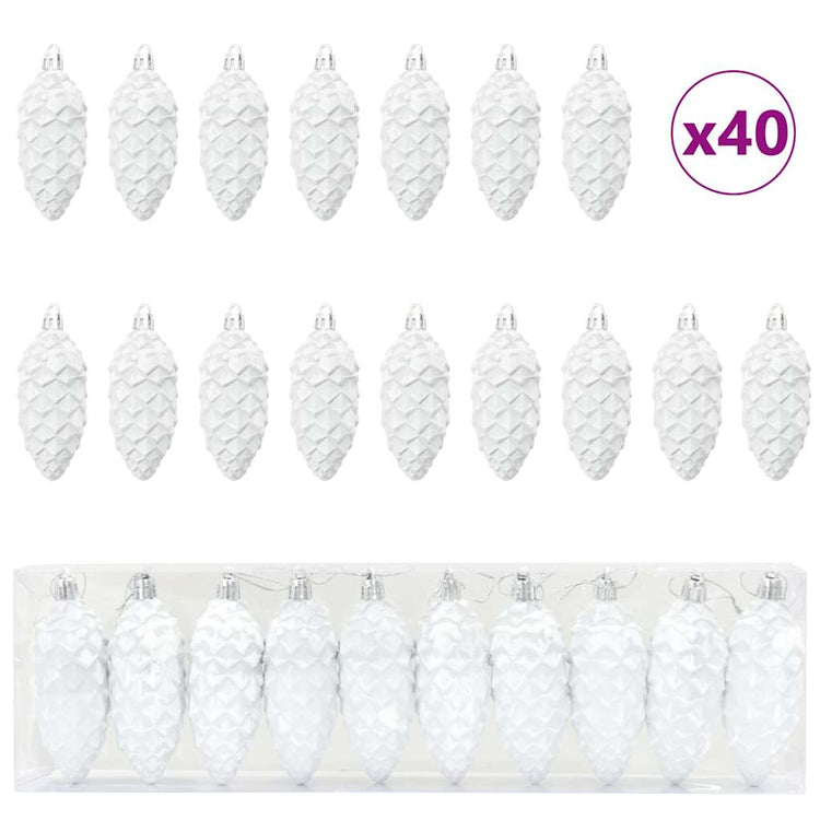 VidaXL pomme de pin de Noël 40 pcs plastique blanc