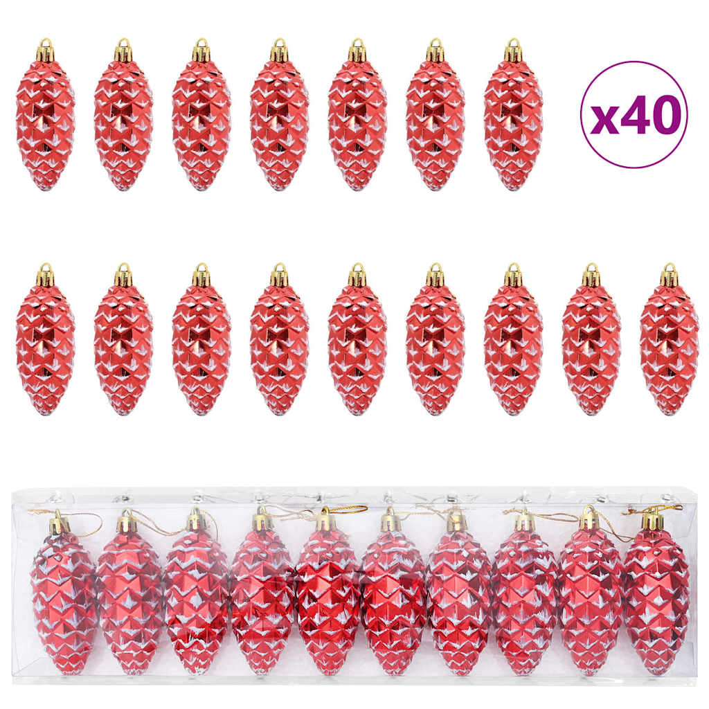VidaXL pomme de pin de Noël 40 pcs plastique rouge