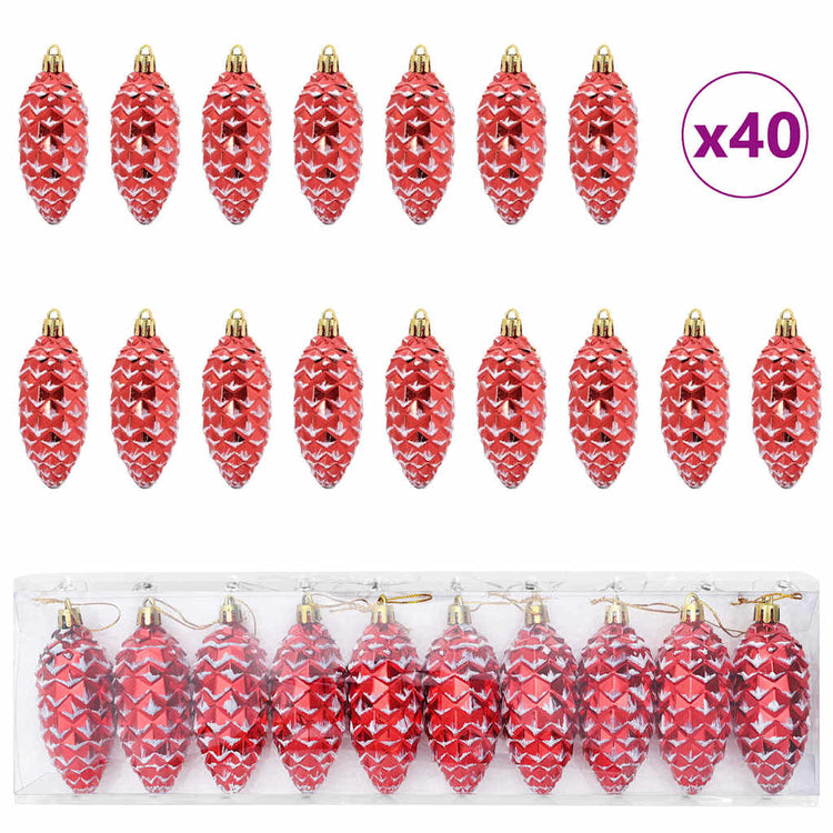 VidaXL pomme de pin de Noël 40 pcs plastique rouge