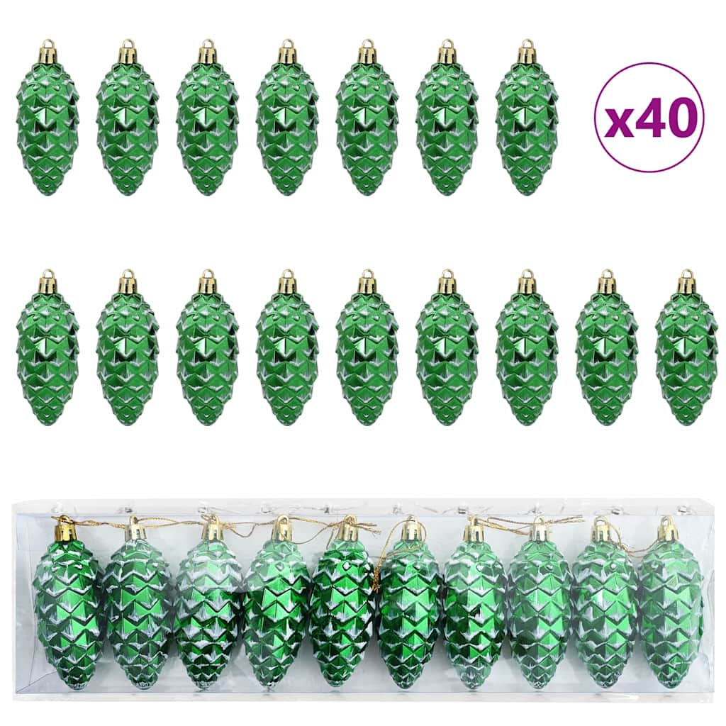 VidaXL pomme de pin de Noël 40 pcs plastique vert