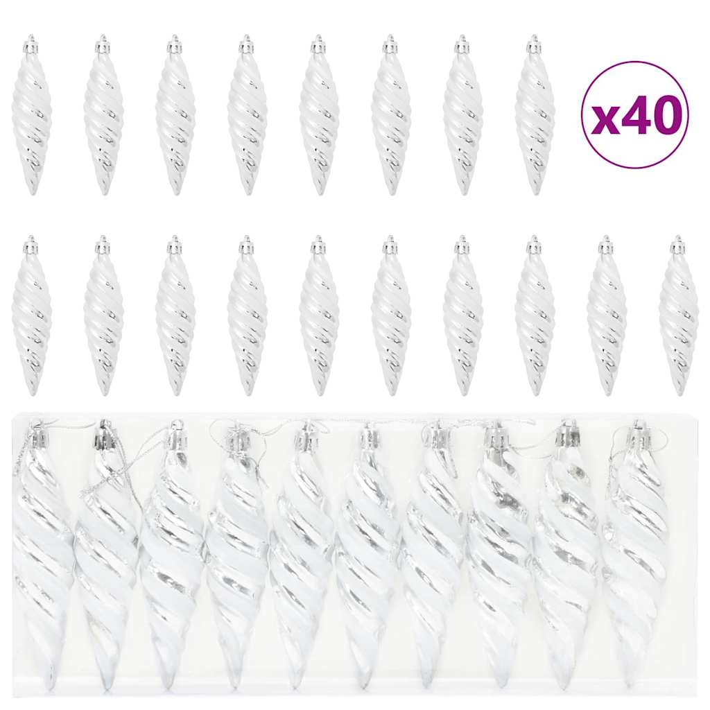 VidaXL Boule spirale de Noël 40 pcs plastique argenté