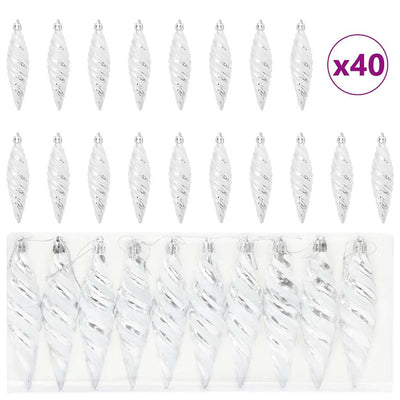 VidaXL Boule spirale de Noël 40 pcs plastique argenté