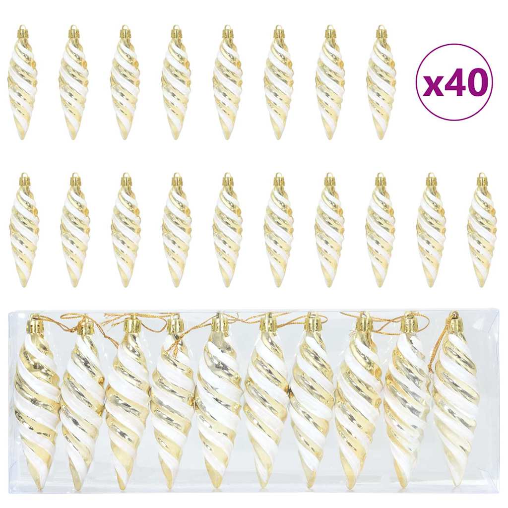 VidaXL Boule de Noël en forme de spirale 40 pcs plastique doré