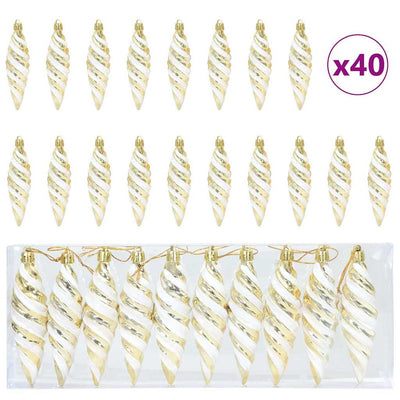 VidaXL Boule de Noël en forme de spirale 40 pcs plastique doré