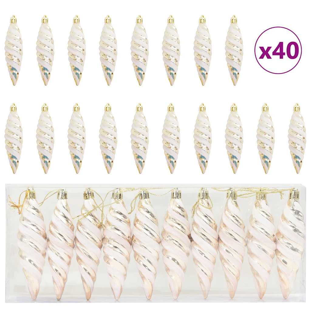 VidaXL boule de Noël en forme de spirale 40 pcs champagne plastique