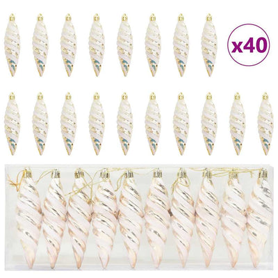 VidaXL boule de Noël en forme de spirale 40 pcs champagne plastique