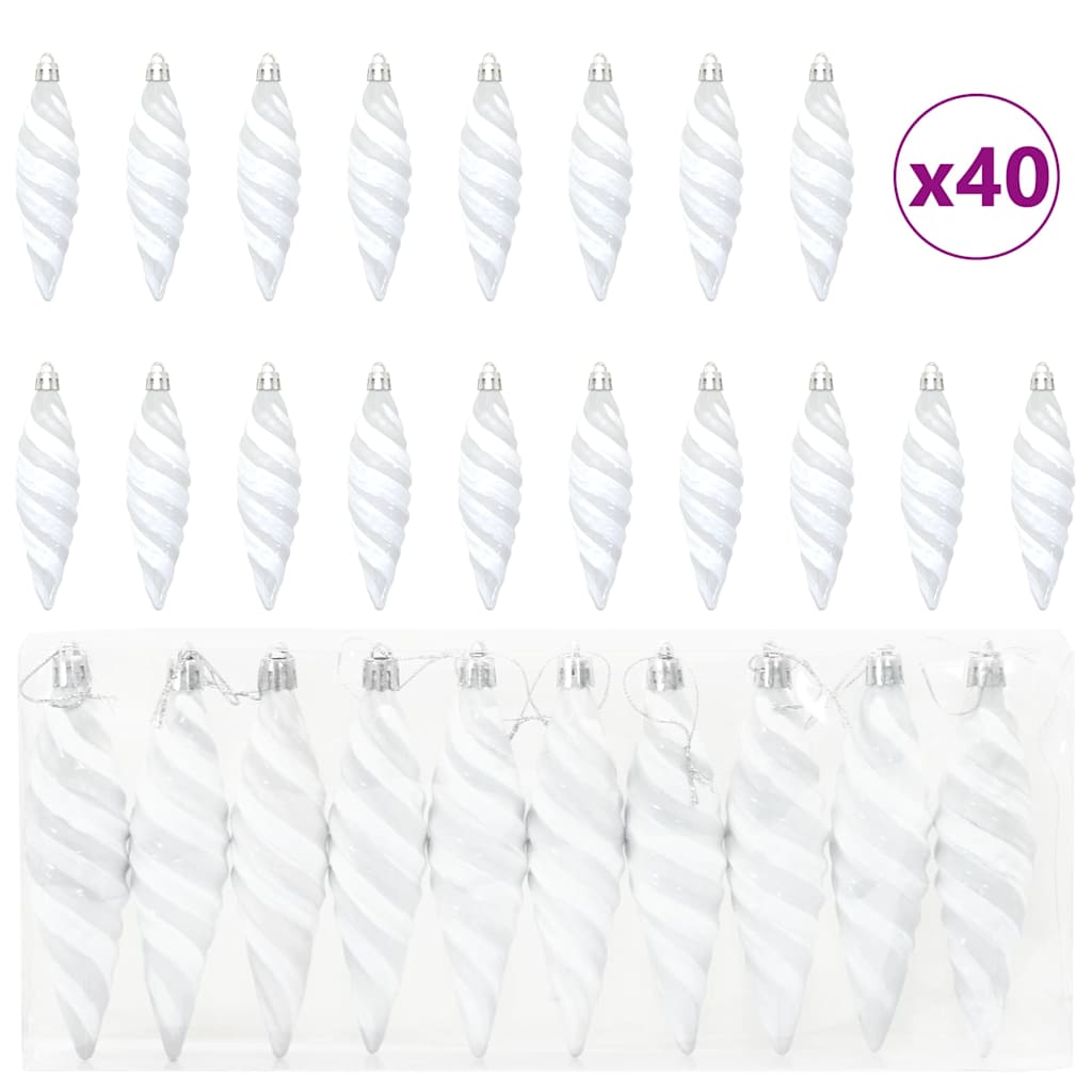 VidaXL Boule spirale de Noël 40 pcs plastique blanc