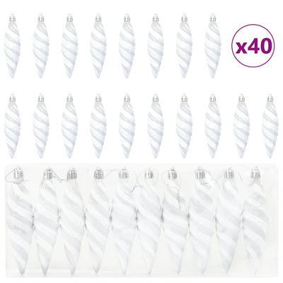 VidaXL Boule spirale de Noël 40 pcs plastique blanc