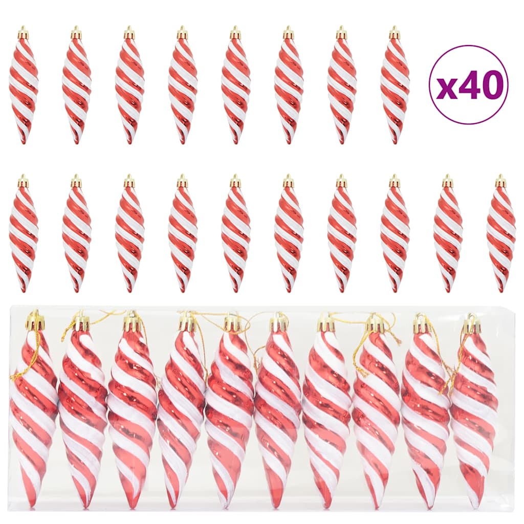 VidaXL Boule spirale de Noël 40 pcs plastique rouge