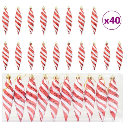 VidaXL Boule spirale de Noël 40 pcs plastique rouge