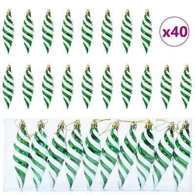 VidaXL Boule spirale de Noël 40 pcs plastique vert