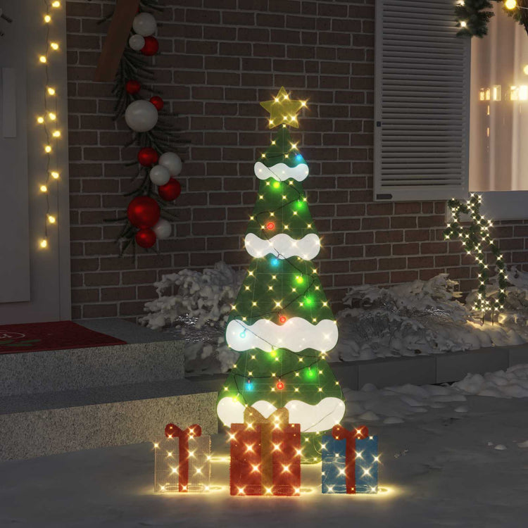 VidaXL sapin de Noël lumineux avec 3 coffrets cadeaux 2D blanc chaud 150 cm