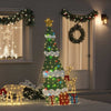 VidaXL sapin de Noël lumineux avec 3 coffrets cadeaux 2D blanc chaud 210 cm