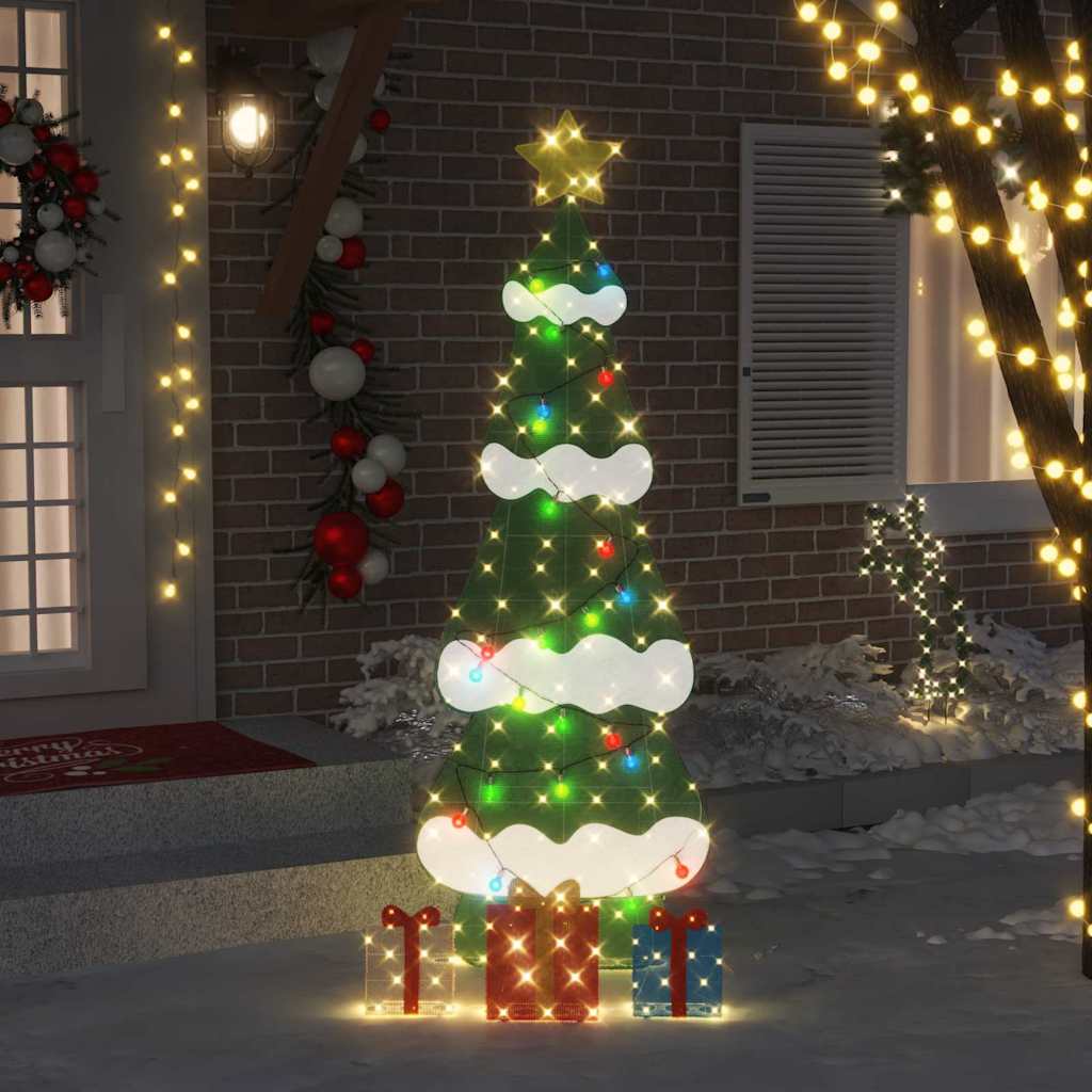 VidaXL sapin de Noël lumineux avec 3 coffrets cadeaux 2D blanc chaud 210 cm