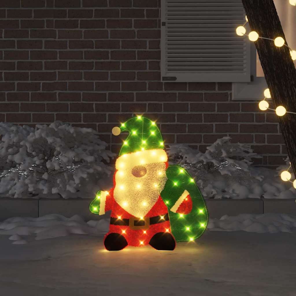VidaXL Père Noël illuminé avec 60 LED blanc chaud 70 x 62 cm tissu lurex