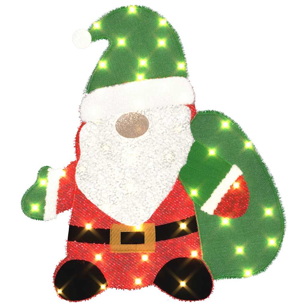 VidaXL Père Noël illuminé avec 60 LED blanc chaud 70 x 62 cm tissu lurex