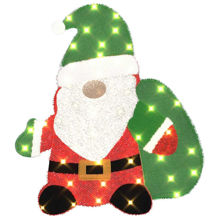 VidaXL Père Noël illuminé avec 60 LED blanc chaud 70 x 62 cm tissu lurex