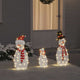 VidaXL famille de bonhommes de neige lumineux 3 pcs polyester blanc chaud