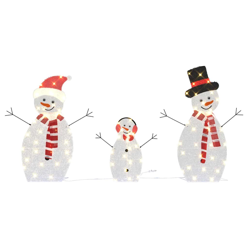 VidaXL famille de bonhommes de neige lumineux 3 pcs polyester blanc chaud