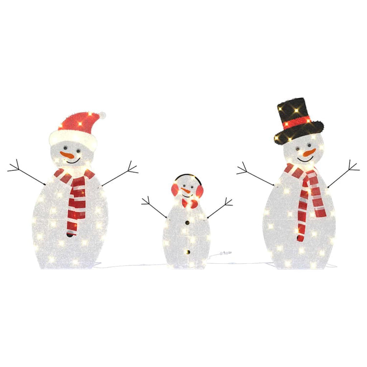VidaXL famille de bonhommes de neige lumineux 3 pcs polyester blanc chaud