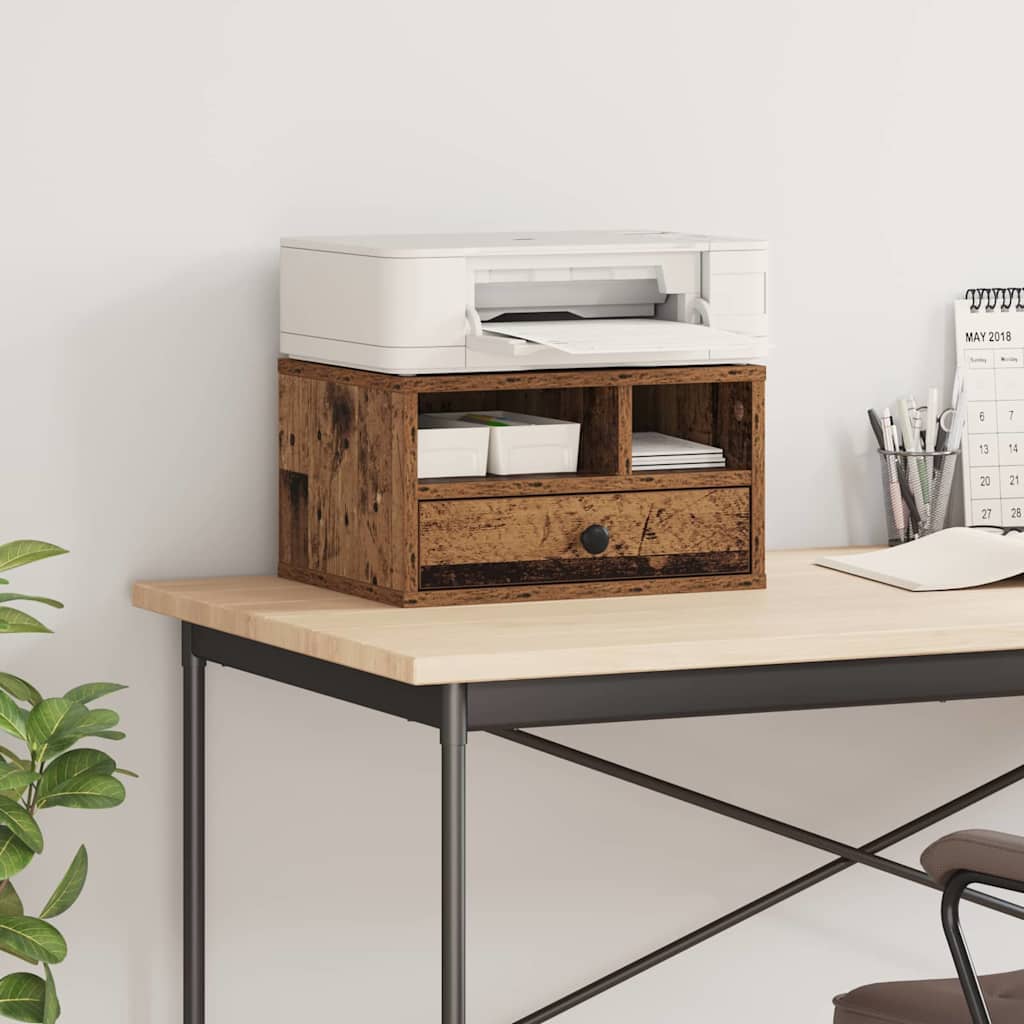 Vidaxxl support d'imprimante avec tiroir vieux bois 40 x 32 x 24 cm bois traité