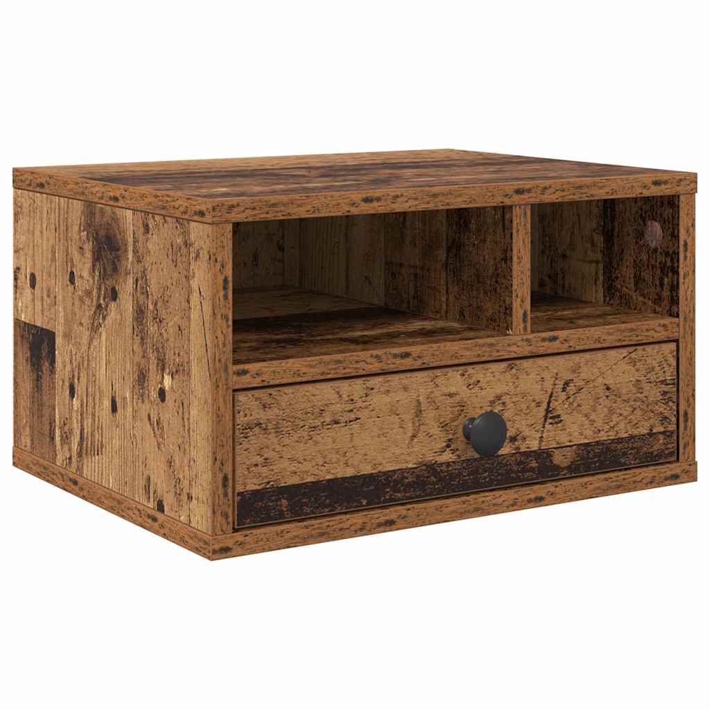 Vidaxxl support d'imprimante avec tiroir vieux bois 40 x 32 x 24 cm bois traité