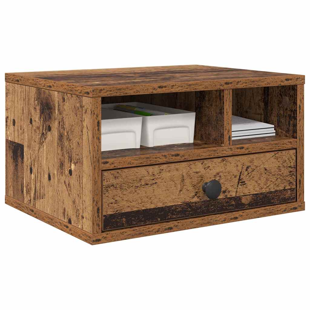 Vidaxxl support d'imprimante avec tiroir vieux bois 40 x 32 x 24 cm bois traité