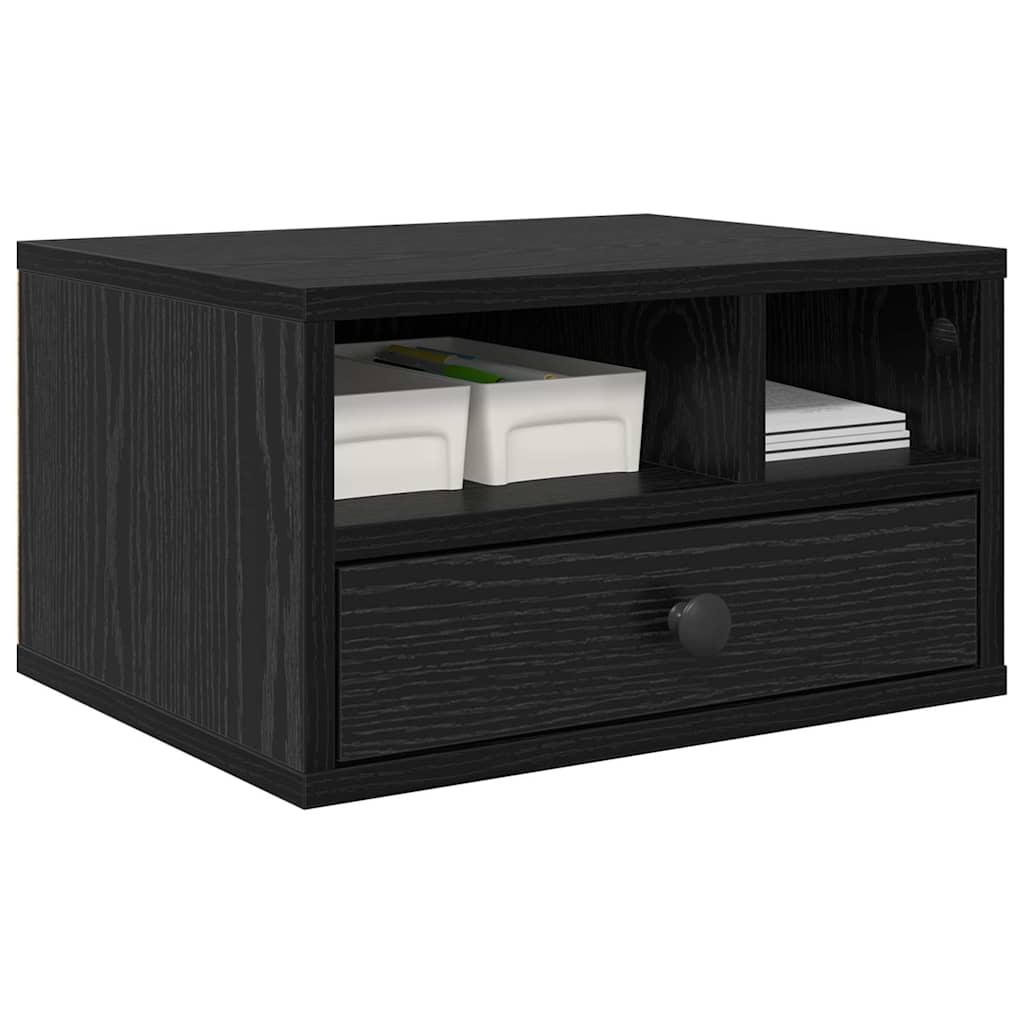Vidaxxl support d'imprimante avec tiroir chêne noir 40 x 32 x 24 cm bois fini