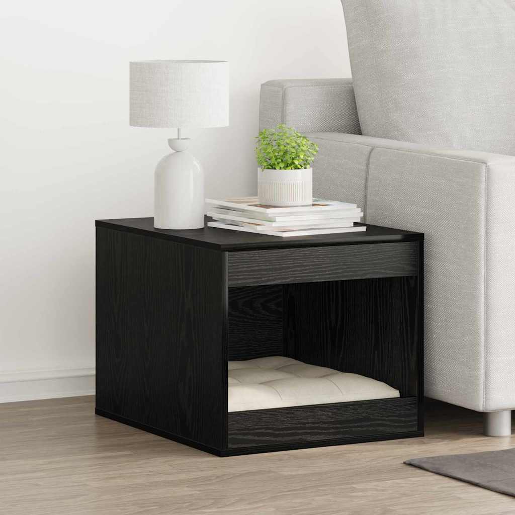Vidaxxl bac à litière pour chat clôture chêne noir 47 x 59 x 42 cm bois traité
