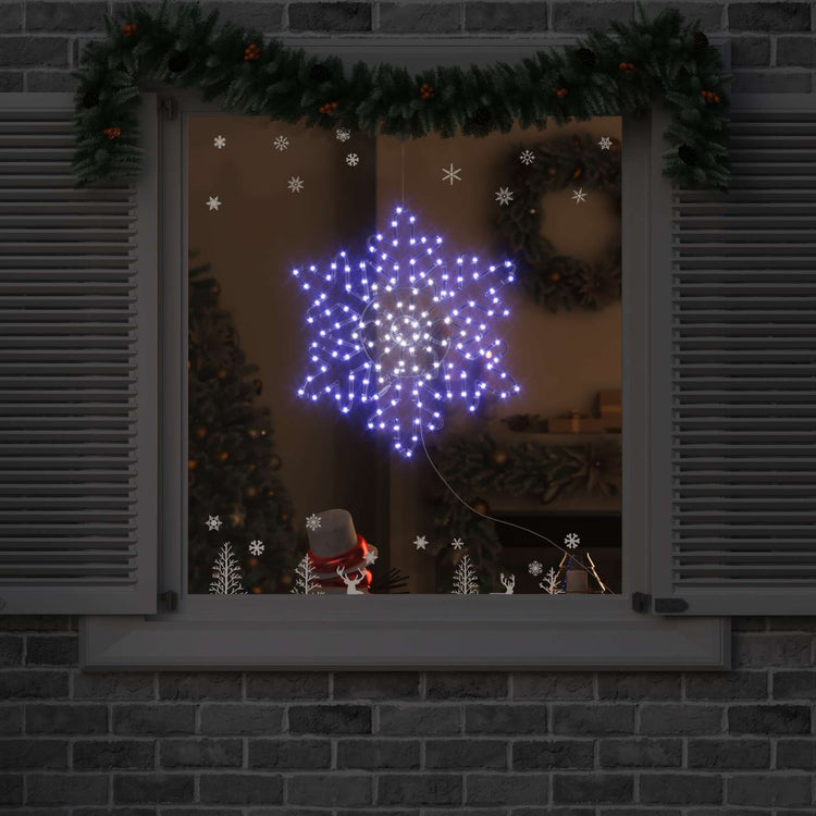 Vidaxxl Flocon de neige de Noël avec 156 LED bleu 55,5 x 55,5 x 0,75cm PVC