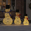 VidaXL famille de bonhommes de neige de Noël avec 270 LED 3 pcs tissu blanc chaud