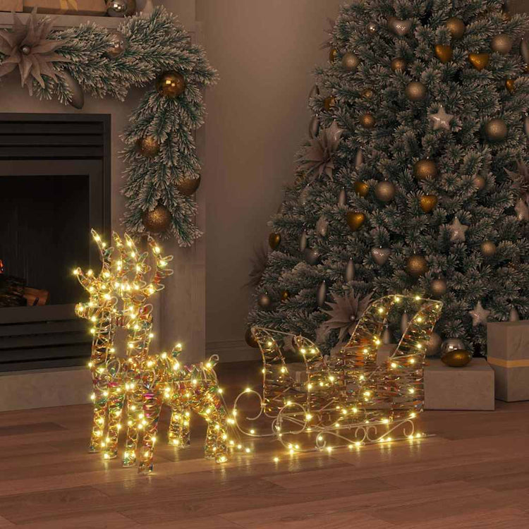 VidaXL traîneau à tirer en forme de renne avec 160 LED blanc chaud 30 x 12 x 54,5 cm