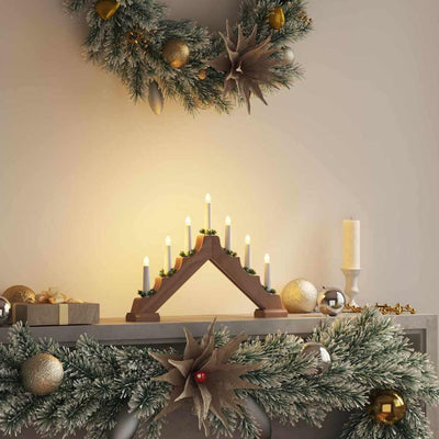 Vidaxx Pont de bougies de Noël marron 39,5 x 5 x 29 cm bois de pin massif
