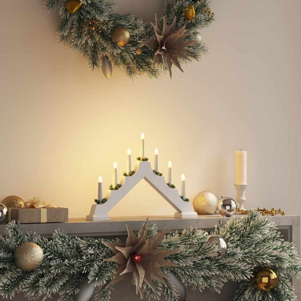 Vidaxx Pont de bougies de Noël blanc 39,5 x 5 x 29 cm en bois de pin massif