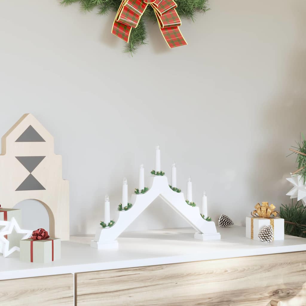 Vidaxx Pont de bougies de Noël blanc 39,5 x 5 x 29 cm en bois de pin massif