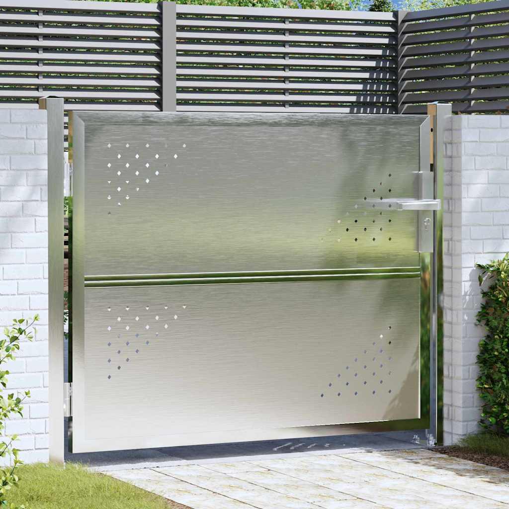 VidaXL portail de jardin avec serrure argent 100 x 75 cm en acier inoxydable