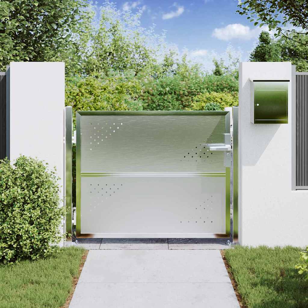 VidaXL portail de jardin avec serrure argent 100 x 75 cm en acier inoxydable